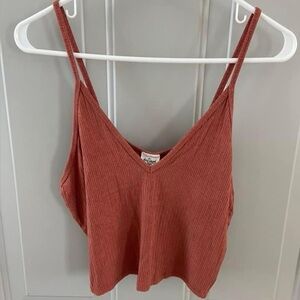 Stylish Ribbed Tank Top in Rust